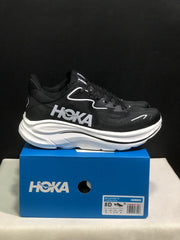 HOKA Clifton 10 Black and White Running Shoes