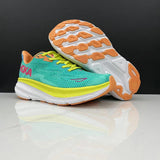 HOKA Clifton 9 Running Shoes in Teal and Orange