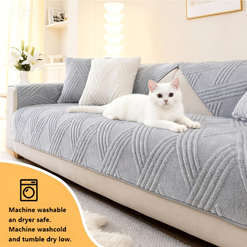 1pc Thick Plush Sofa Cushion Compatible for Sofa Types (1\u002F2\u002F3\u002F4-Seater, Loveseat, Sectional) - Modern Diagonal, Pet-Friendly, Scratch-Resistant Anti-Slip Cushion, Machine Washable Soft Cushion for Sofa Upgrade