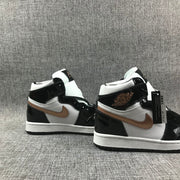 Air Jordan 1 Mid Black White Metallic Gold Sneakers 852542-007
