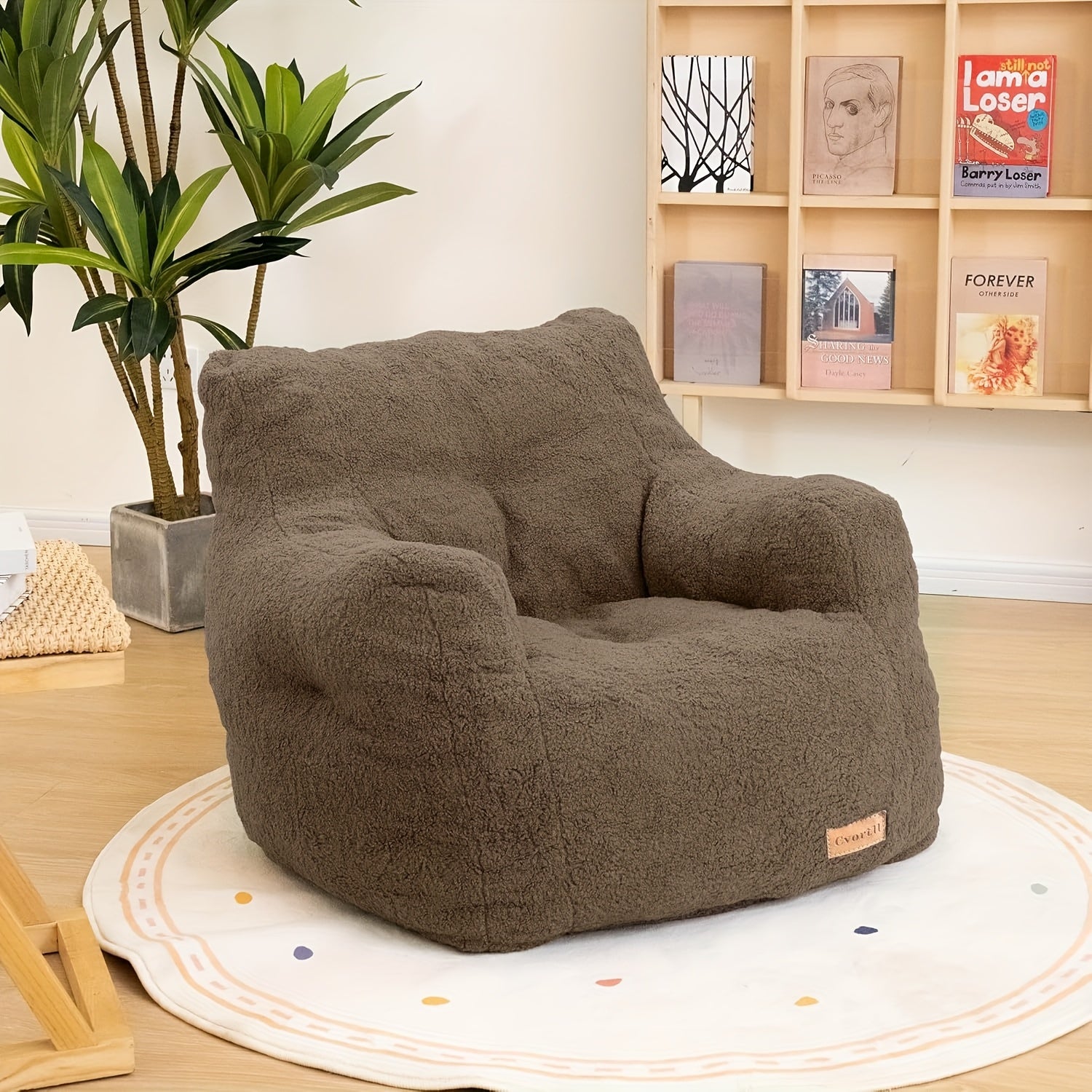 Cozy Bean Bag Sofa Fluffy & Comfy Bean Bag Chair With Filler | Tufted Soft Stuffed Filling, Handrail - For Bedroom, Apartment, Living Room