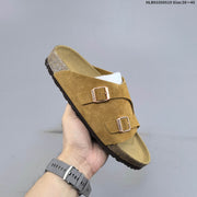Birkenstock Arizona Two-Strap Suede Slide Sandals, Taupe