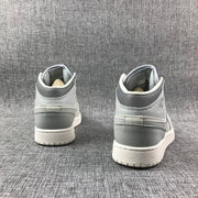 Air Jordan 1 Mid Sneakers in White and Grey