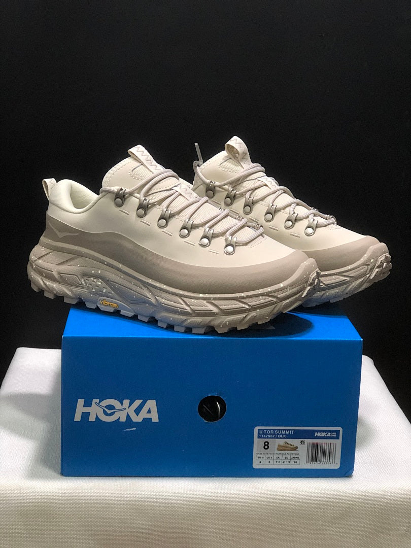 HOKA Tor Summit Trail Sneakers in Cream and Taupe