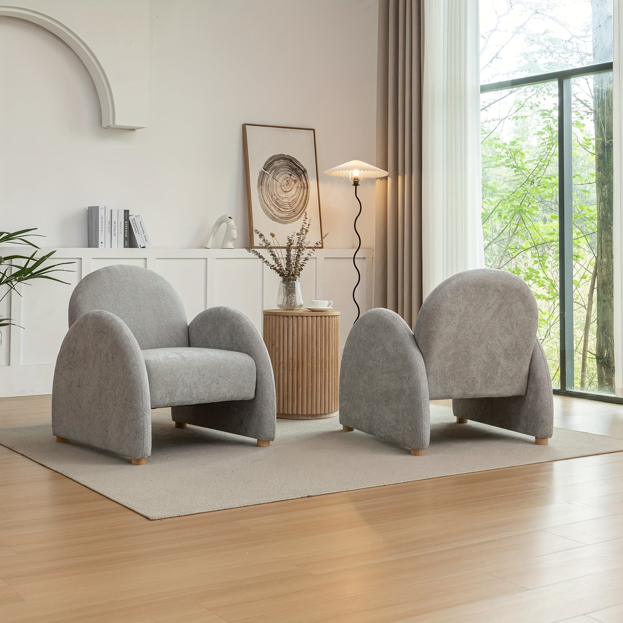 Modern Accent Chair, Upholstered Boucle Arm Single Sofa, Comfy Armchair, Fluffy Reading Chair For Living Room, Bedroom, Home Office