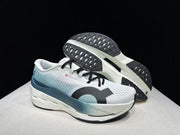 On Cloudboom Max Running Shoes in White and Lake Blue