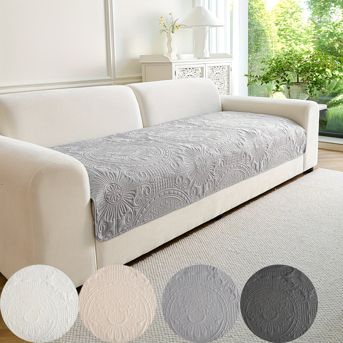 - (Yuanxin) a Single Solid Color Sofa Cushion, Featuring a Modern Ultrasonic Embossing Design, Available in Various Styles And Sizes Suitable for Different Settings, a Universal Non-Slip Sofa Cover for All Seasons, And a Furniture Protection Cover