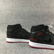 Air Jordan 1 Mid Black Red White High-Top Sneakers