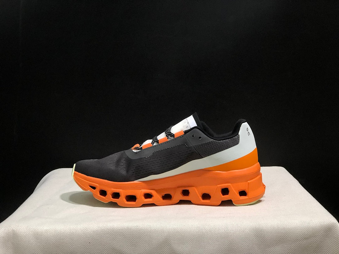 On Cloudmonster Running Shoes Black Orange