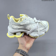 Chunky Platform Sneakers in Silver and White with Mesh Panels