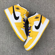 Air Jordan 1 Mid Lakers Yellow and Purple Sneakers BQ6931-700