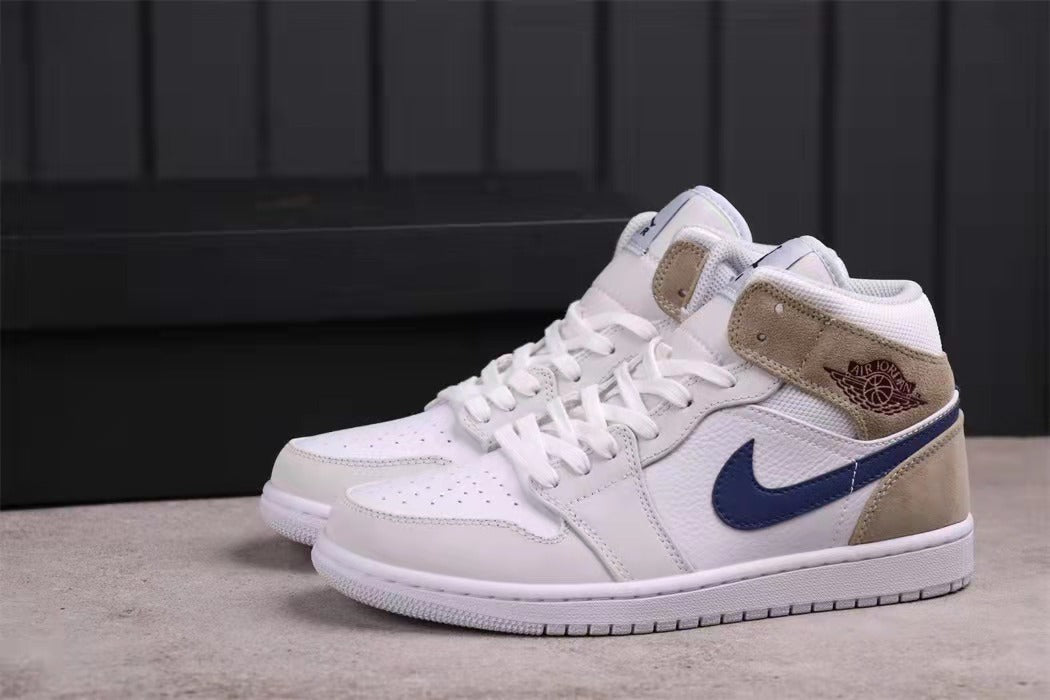 Jordan Air Jordan 1 Mid Sneakers White Navy Beige DO6726-100