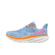 HOKA Clifton 9 Blue and Orange Running Shoes
