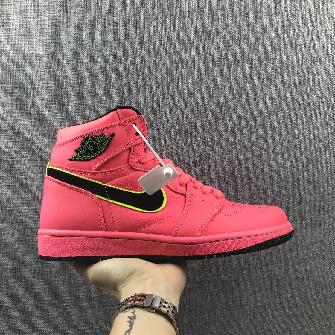 Air Jordan 1 Mid Sneakers Pink Black Volt AQ9131-600