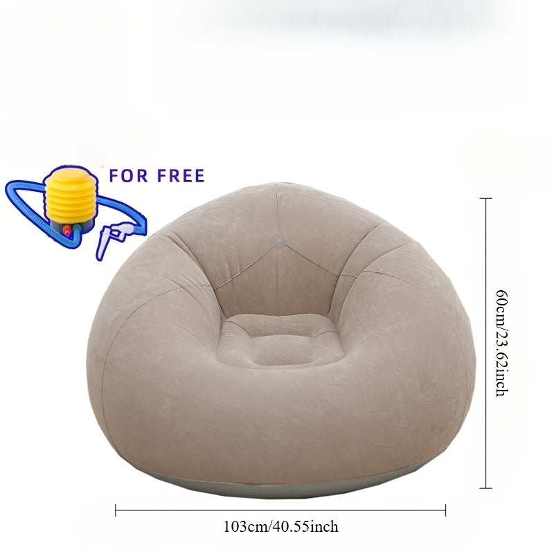 An Extra-Large Inflatable Lazy Sofa Chair | Made of Gray PVC Material, Portable And Foldable, Designed Ergonomically. Usable in All Four Seasons, Perfect for 100 Different Scenarios, Including Living Rooms And Outdoor Camping