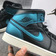 Air Jordan 1 Mid BQ6472-009 Black and Turquoise Sneakers