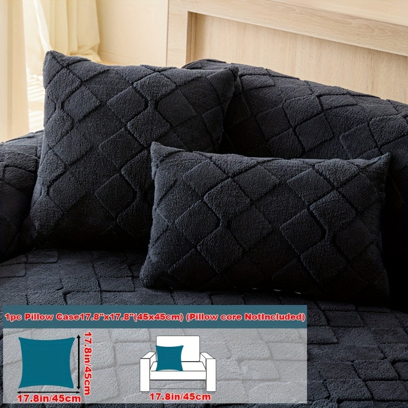 1pc Faux Rabbit Long Plush Sofa Cushion, Winter Warmth, Thickened Plush, Delicate and Soft, Pet Favorite, Non-Slip Sofa Protector - Qiange