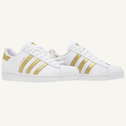 Adidas Originals Women's White/Gold Superstar Sneakers, FX7483 (No Box)