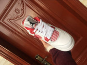 Jordan 4 Retro White and Red High-Top Sneakers