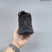 HOKA Clifton 11 Black Running Shoes with Red Accents