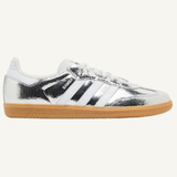 Adidas Originals Women's Silver Cracked Leather Samba OG Sneakers, JR0035