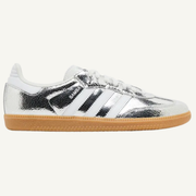 Adidas Originals Women's Silver Cracked Leather Samba OG Sneakers, JR0035
