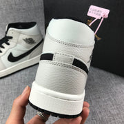 Air Jordan 1 Mid Grey and Black High-Top Sneakers