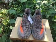 Yeezy 350 V2 Gray and Orange Knit Sneakers