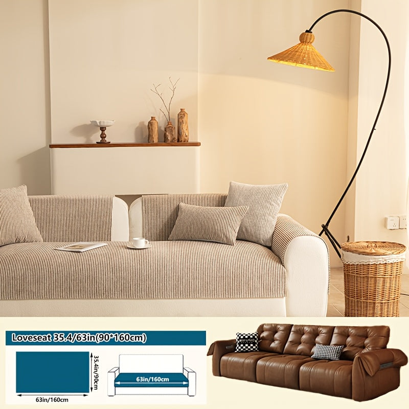 1pc Modern Striped Sofa Cushion, Non-Slip and Pet-Friendly Sofa Cushion, Suitable for 1-4 Seats, Soft and Comfortable Living Room Decor, Machine Washable Polyester, Gray, Beige, and Coffee Brown Stylish Abstract Design, Pet-Friendly Non-Slip Cover