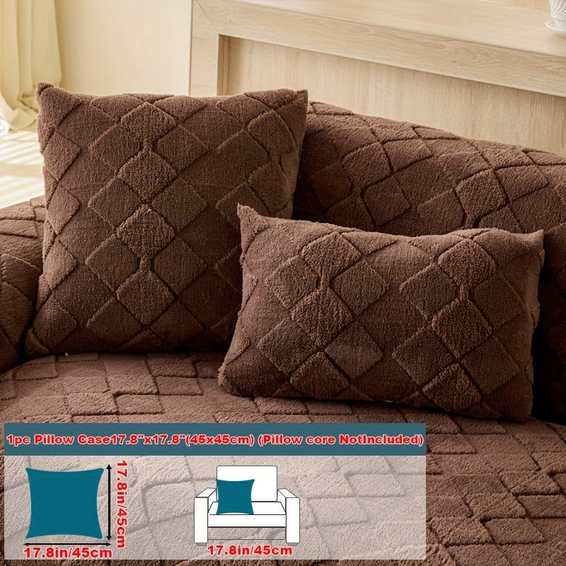 1pc Faux Rabbit Long Plush Sofa Cushion, Winter Warmth, Thickened Plush, Delicate and Soft, Pet Favorite, Non-Slip Sofa Protector - Qiange