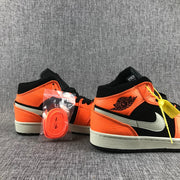 Air Jordan 1 Mid Shattered Backboard Sneakers, Black and Orange
