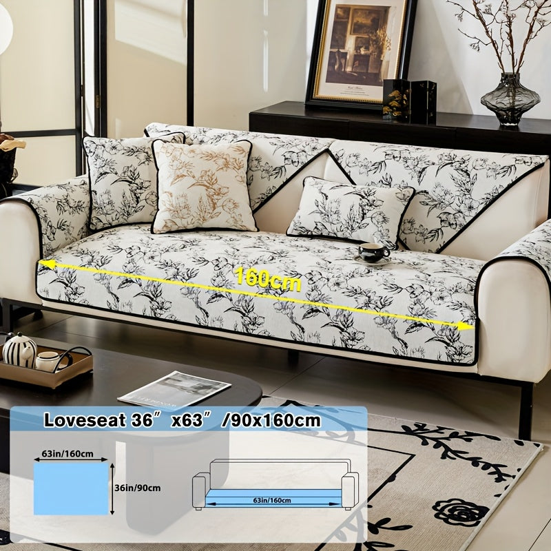 1pc of Chenille Sofa Cushion, a New High-Quality, Dust-Resistant Seat Cushion with Backrest Towel, Suitable for All Seasons, Universally Anti-Slip And Resistant to Cat Scratches, Machine Washable And Can Also Be Hand Washed