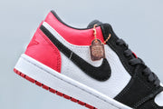 Jordan 1 Low Black Toe Sneakers Black White Red