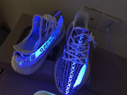 Yeezy 350 V2 Glow-in-the-Dark Sneakers, Black and White