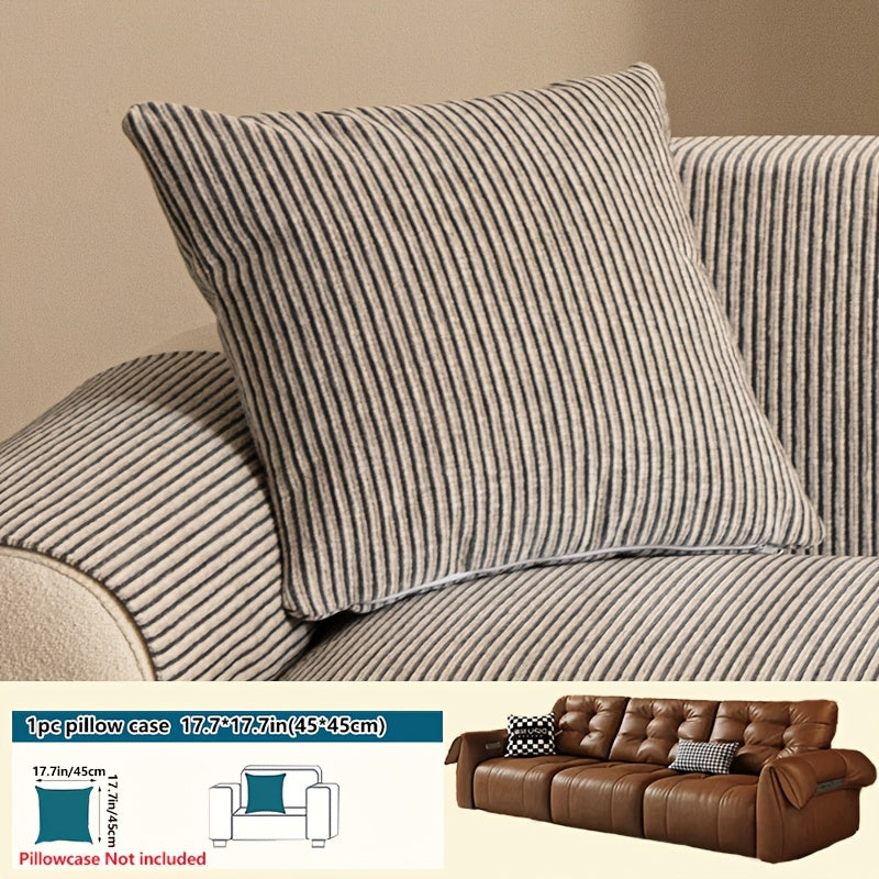 1pc Modern Striped Sofa Cushion, Non-Slip and Pet-Friendly Sofa Cushion, Suitable for 1-4 Seats, Soft and Comfortable Living Room Decor, Machine Washable Polyester, Gray, Beige, and Coffee Brown Stylish Abstract Design, Pet-Friendly Non-Slip Cover