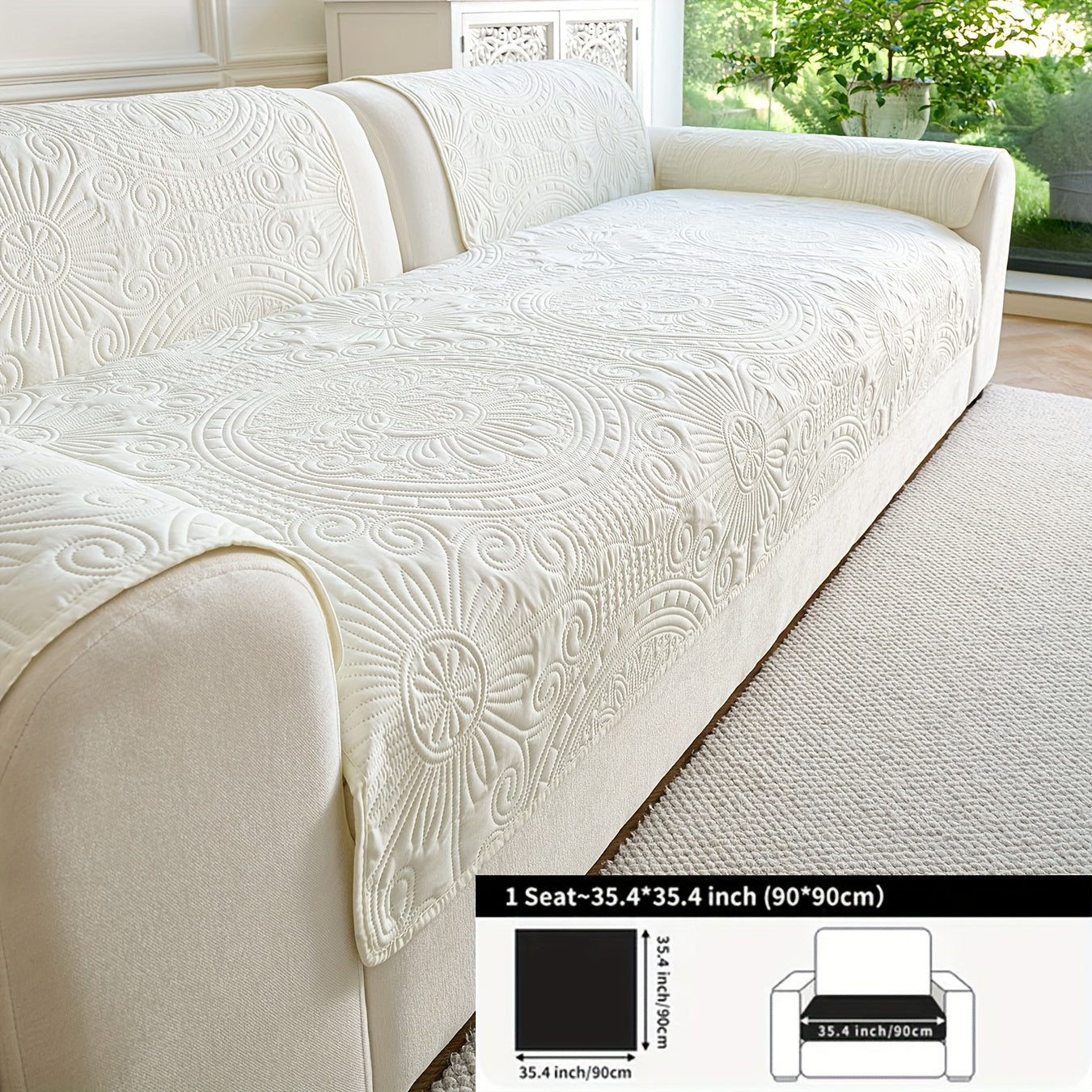 - (Yuanxin) a Single Solid Color Sofa Cushion, Featuring a Modern Ultrasonic Embossing Design, Available in Various Styles And Sizes Suitable for Different Settings, a Universal Non-Slip Sofa Cover for All Seasons, And a Furniture Protection Cover