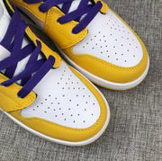 Air Jordan 1 Mid Lakers Yellow and Purple Sneakers BQ6931-700