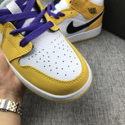 Air Jordan 1 Mid Lakers Yellow and Purple Sneakers BQ6931-700