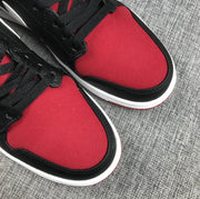 Jordan 1 Mid Black Red Canvas-Style Sneakers 554724-020