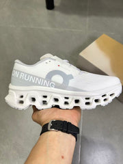 On Running White and Gray Running Sneakers