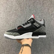 Air Jordan 3 Retro Black Cement Sneakers, Black and Grey