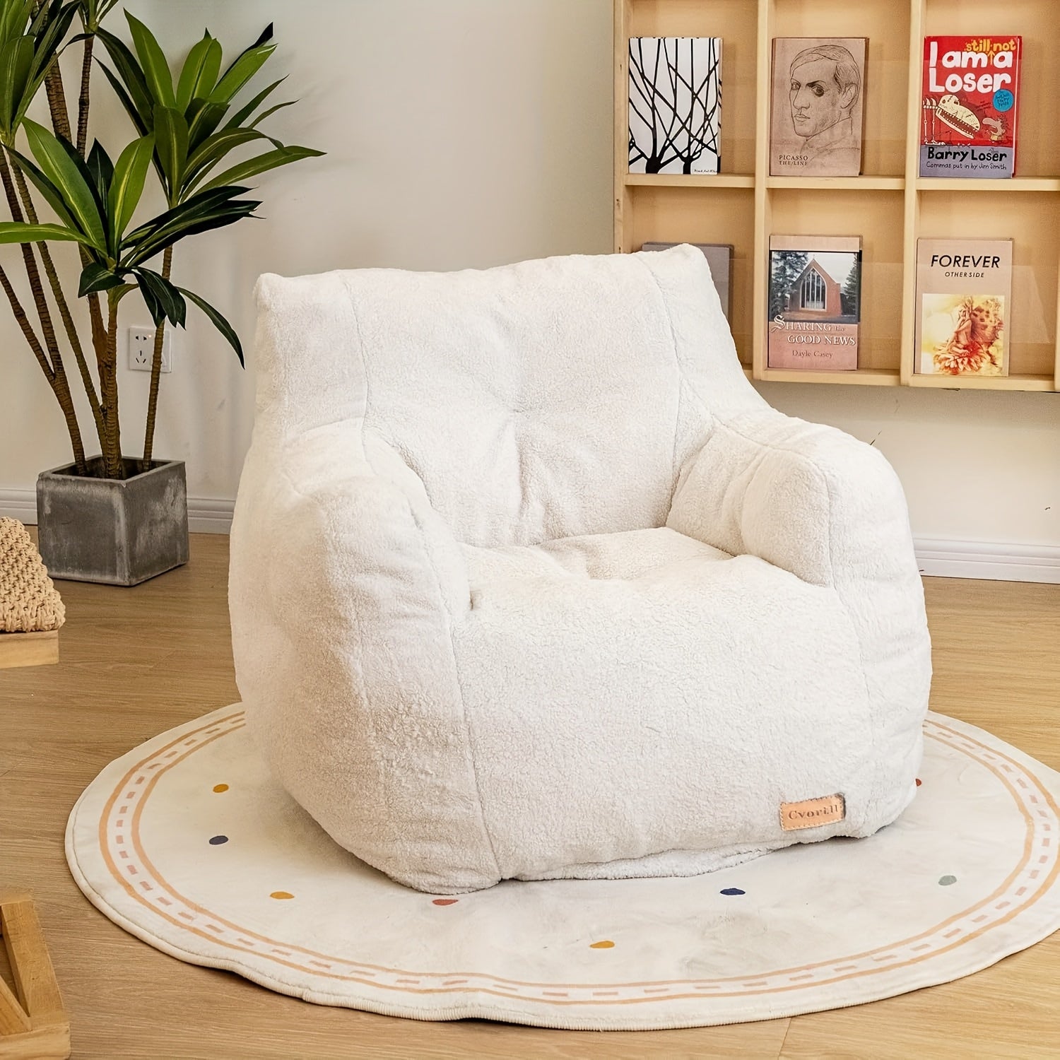Cozy Bean Bag Sofa Fluffy & Comfy Bean Bag Chair With Filler | Tufted Soft Stuffed Filling, Handrail - For Bedroom, Apartment, Living Room
