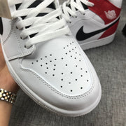 Air Jordan 1 Mid White Red Sneakers 554724-116