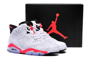 Air Jordan 6 High White and Infrared Basketball Sneakers