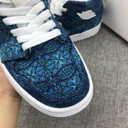 Air Jordan 1 Mid Blue Pattern Women's Sneakers AH7389-300