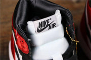 Air Jordan 1 Satin Black Toe High-Top Sneakers