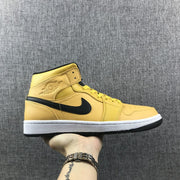 Air Jordan 1 Mid Yellow Ochre Black Sneakers 554724-700
