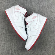 Air Jordan 1 Mid White and Red Sneakers 554725-103