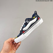 Vans Knu Skool Low-Top Sneakers in Navy Monogram Denim