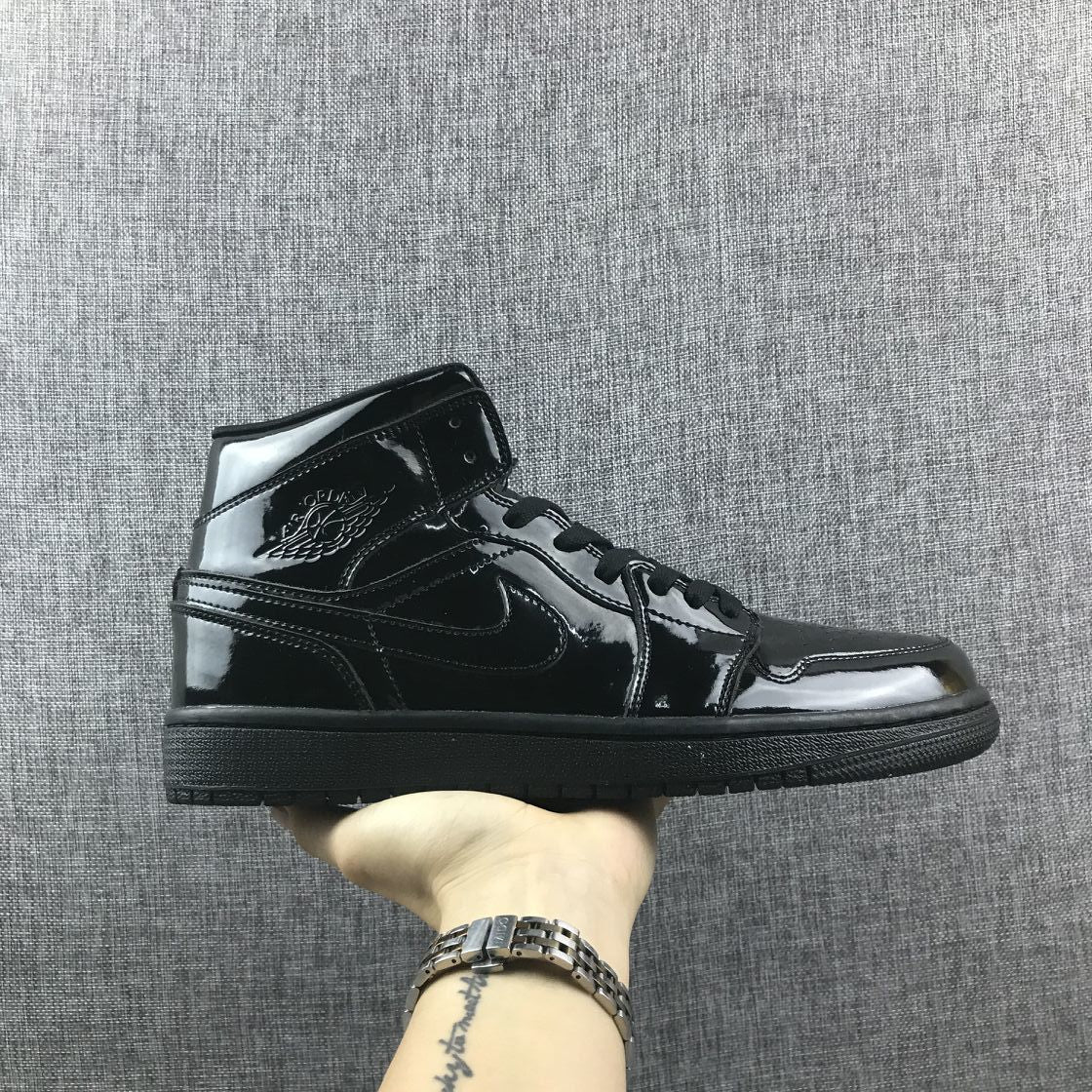 Air Jordan 1 Mid Black Patent Sneakers BQ6472-002